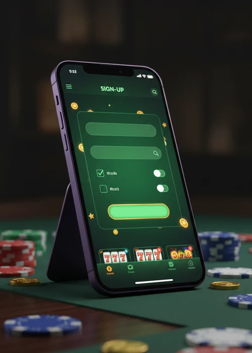 Grafische Darstellung des Registrierungsprozesses im Talisman Casino mit Feldern für E-Mail, Passwort und persönliche Daten